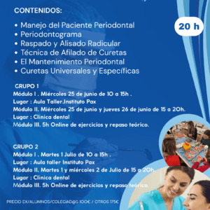VIII EDICIÓN CURSO TEÓRICO-PRÁCTICO DE ESPECIALIZACIÓN EN PERIODONCIA -OTROS INTERESADOS/AS-